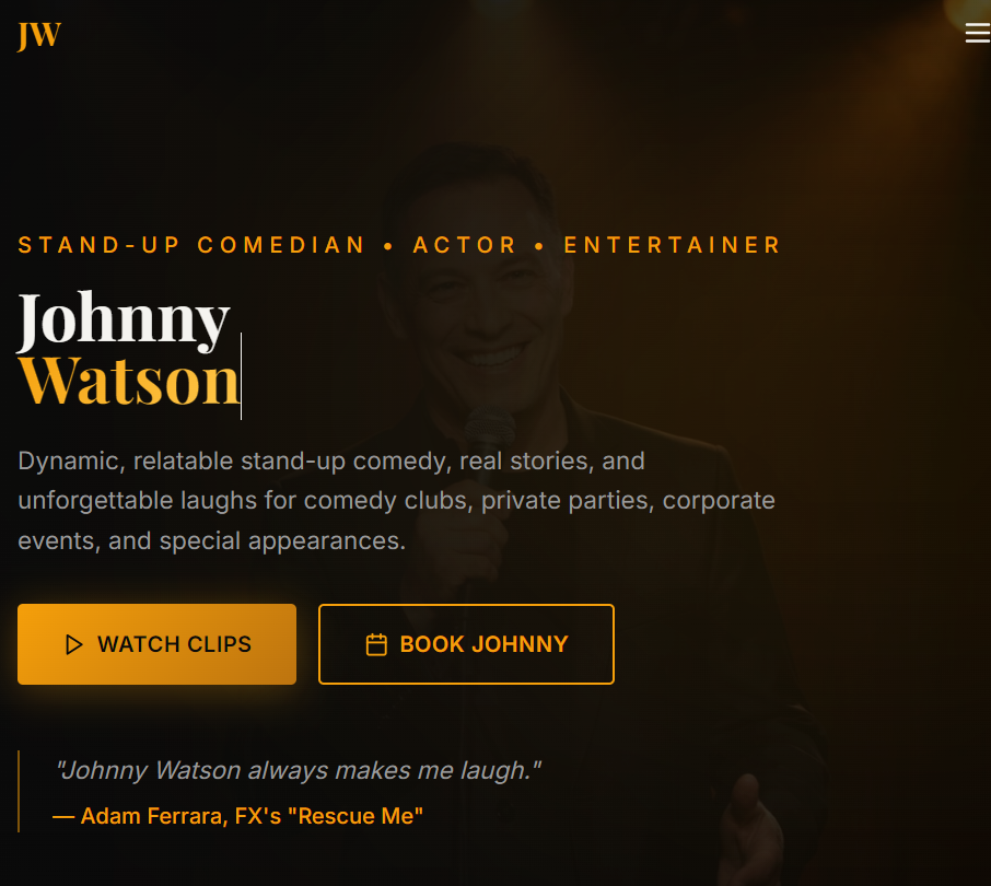 Johnny Watson comedian website and booking experience upgraded by The Ads Projekt